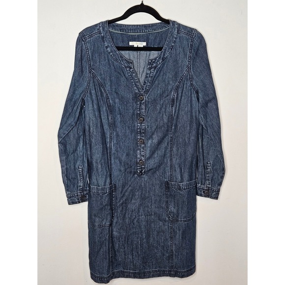 Boden Denim Blue Womens 12R Dress Long Sleeve Button Pockets Casual Teacher - Picture 1 of 5